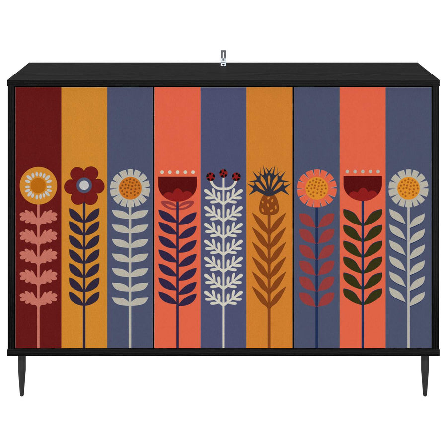 Dressoir ESSEN Zwart eiken 102 x 33 x 76 cm Bewerkt hout