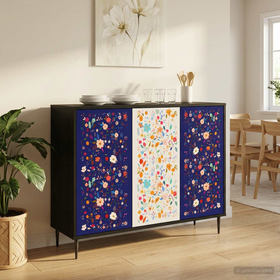 Dressoir MAINZ Zwart eiken 102 x 33 x 76 cm Bewerkt hout