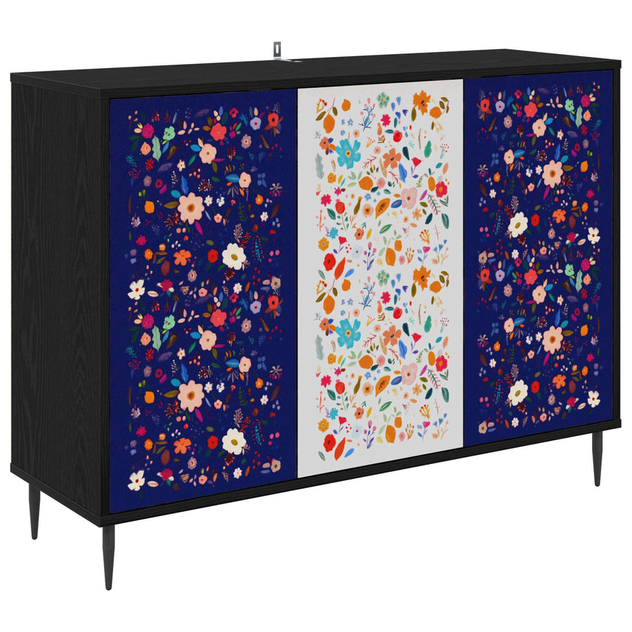Dressoir MAINZ Zwart eiken 102 x 33 x 76 cm Bewerkt hout