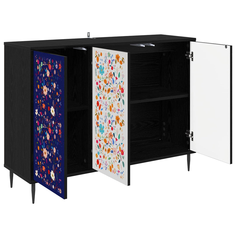 Dressoir MAINZ Zwart eiken 102 x 33 x 76 cm Bewerkt hout