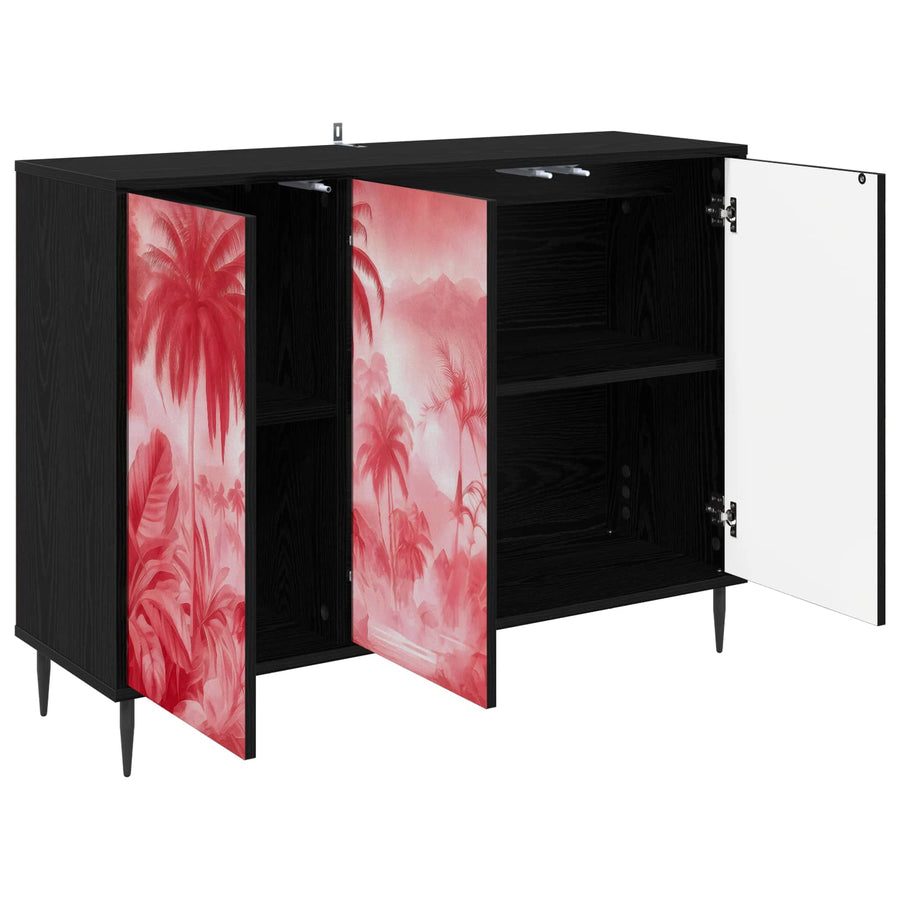 Dressoir AACHEN Zwart eiken 102 x 33 x 76 cm Bewerkt hout