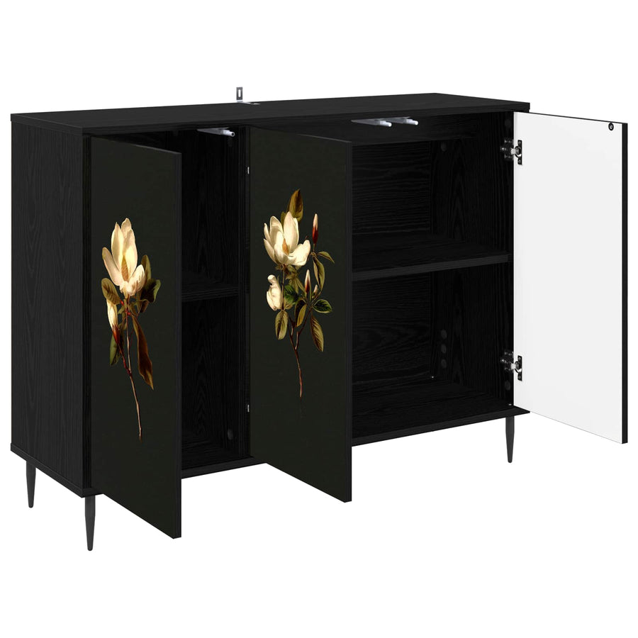 Dressoir BREMEN Zwart eiken 102 x 33 x 76 cm Bewerkt hout