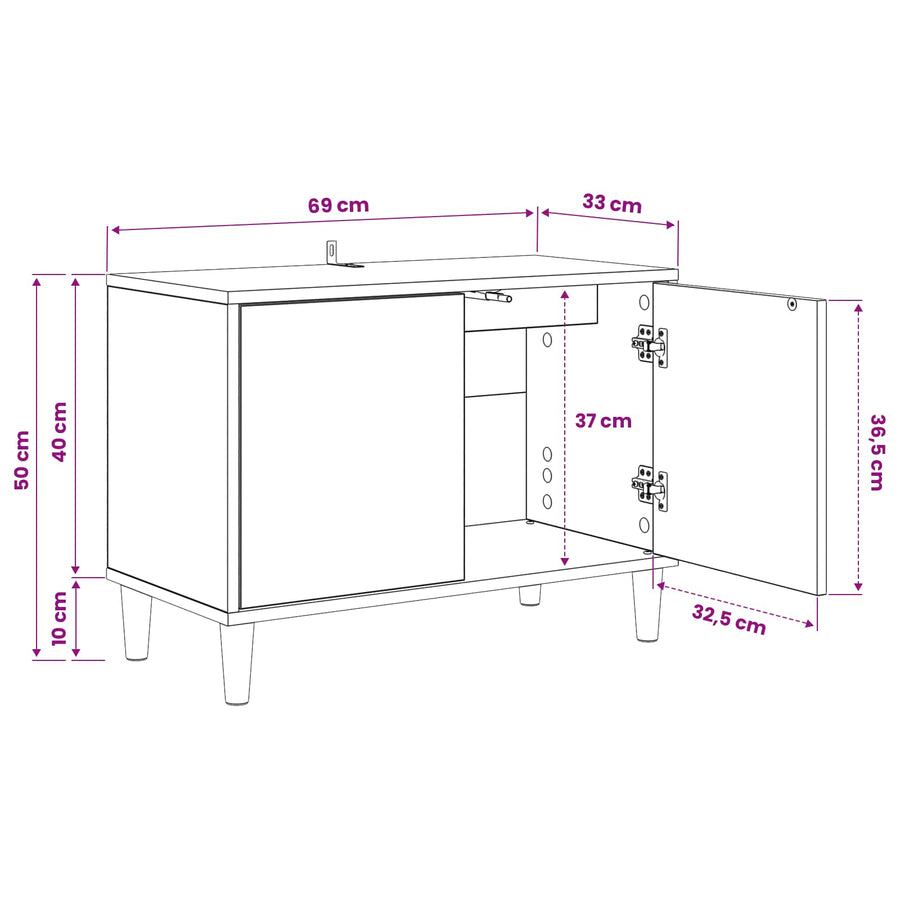 Tv-meubel HEESCH 69 x 33 x 50 cm Sonoma Bewerkt hout