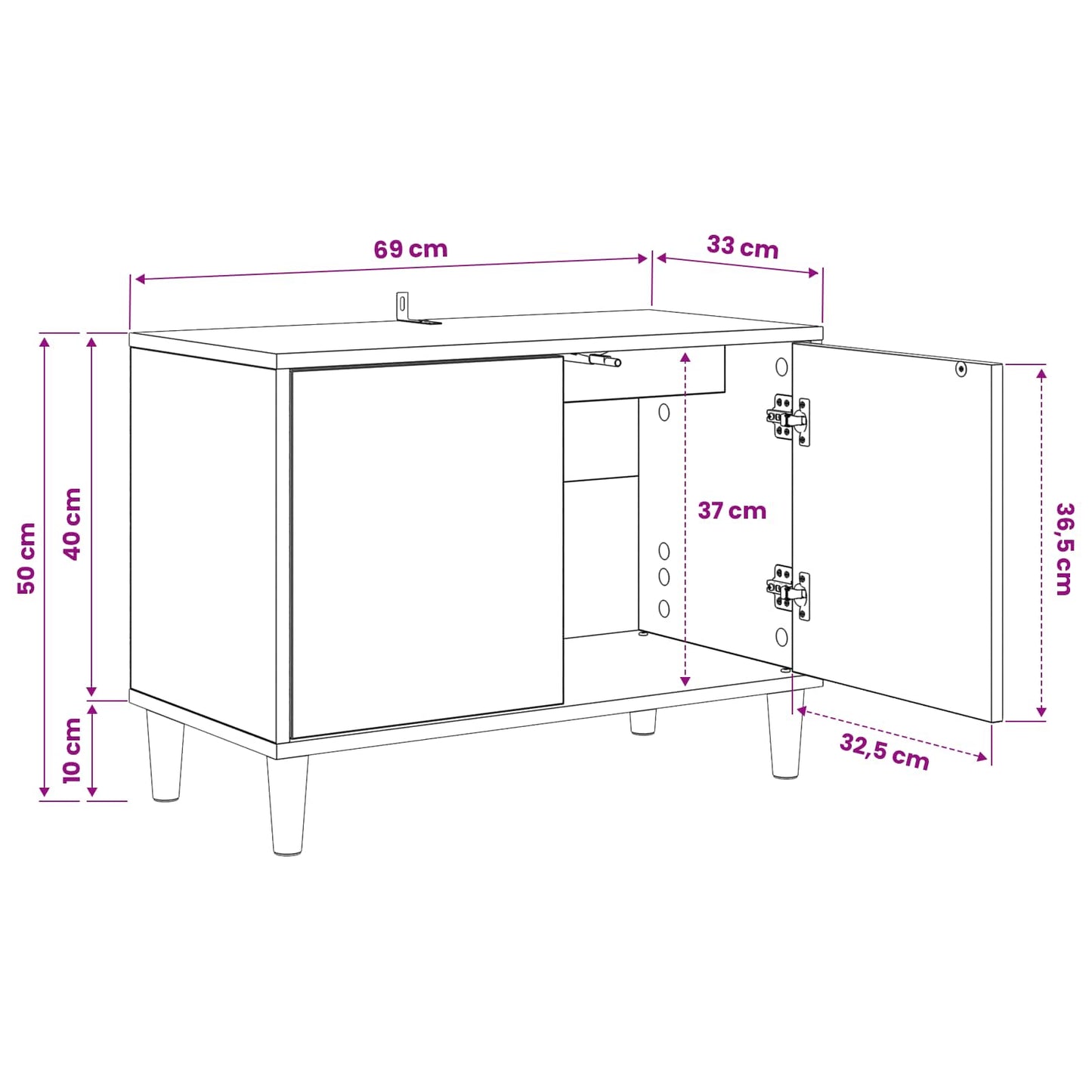 Tv-meubel BREMEN 69 x 33 x 50 cm Sonoma Bewerkt hout