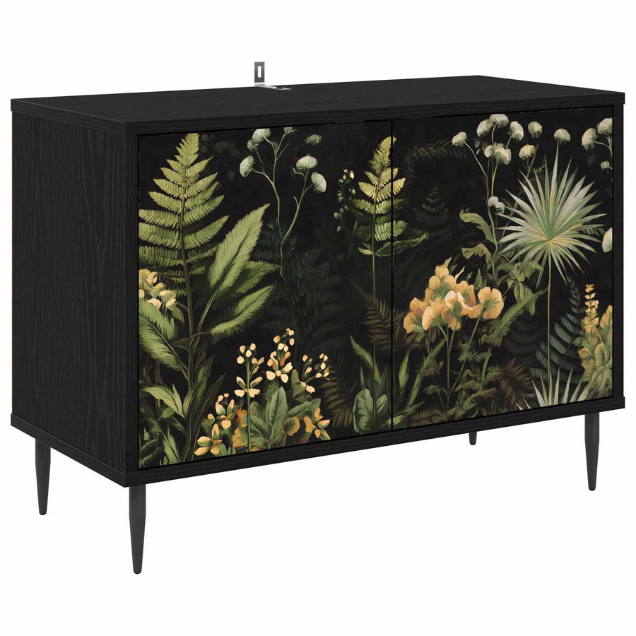 Tv-meubel RHENEN 69 x 33 x 50,5 cm Zwart eiken Bewerkt hout