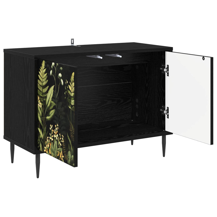 Tv-meubel RHENEN 69 x 33 x 50,5 cm Zwart eiken Bewerkt hout