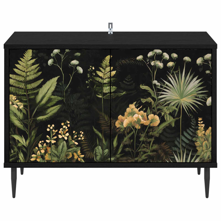 Tv-meubel RHENEN 69 x 33 x 50,5 cm Zwart eiken Bewerkt hout