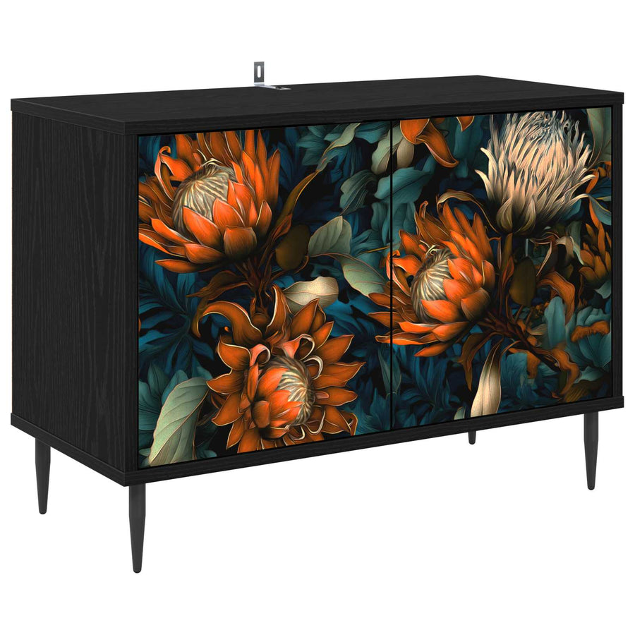 Tv-meubel LOCHEM 69 x 33 x 50,5 cm Zwart eiken Bewerkt hout