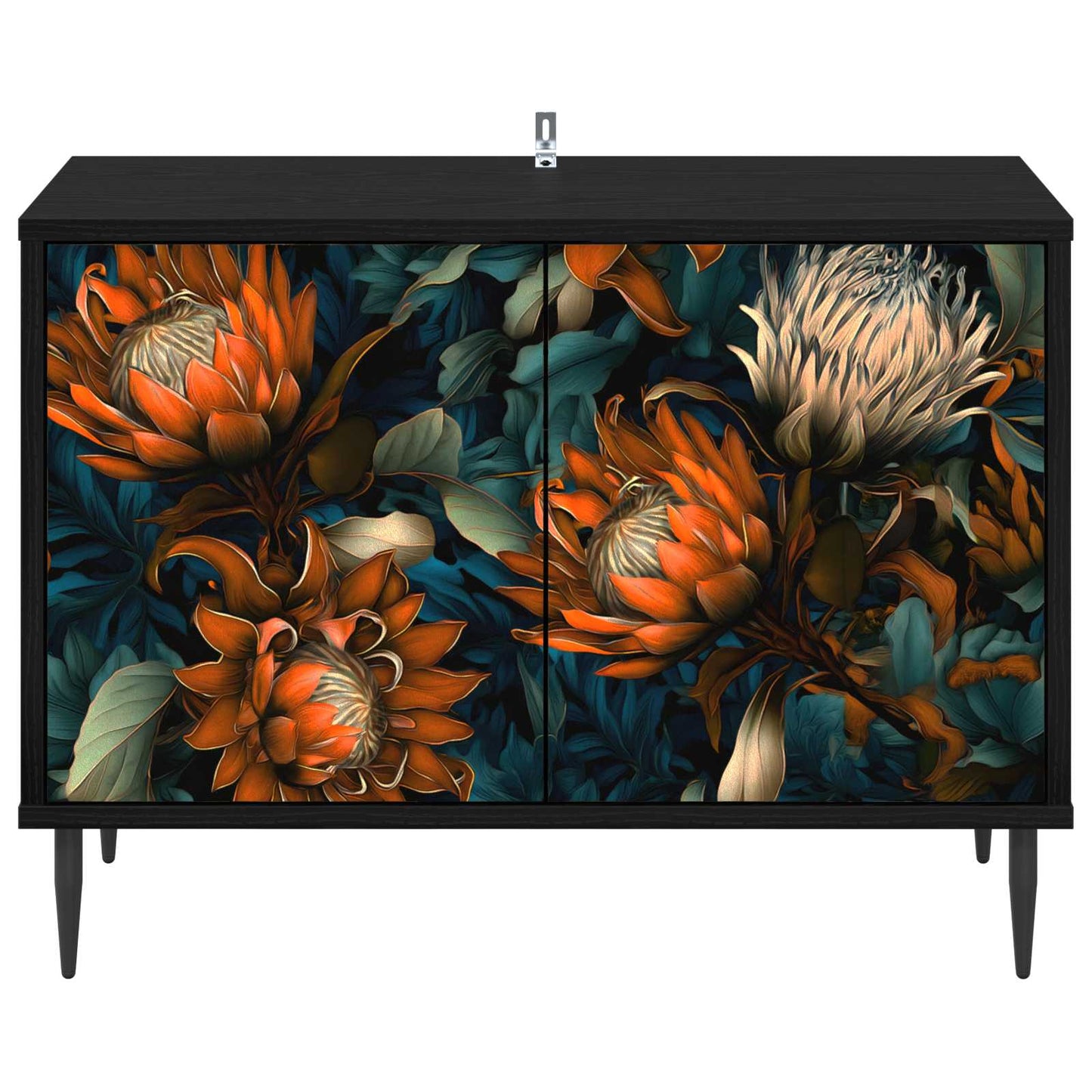 Tv-meubel LOCHEM 69 x 33 x 50,5 cm Zwart eiken Bewerkt hout