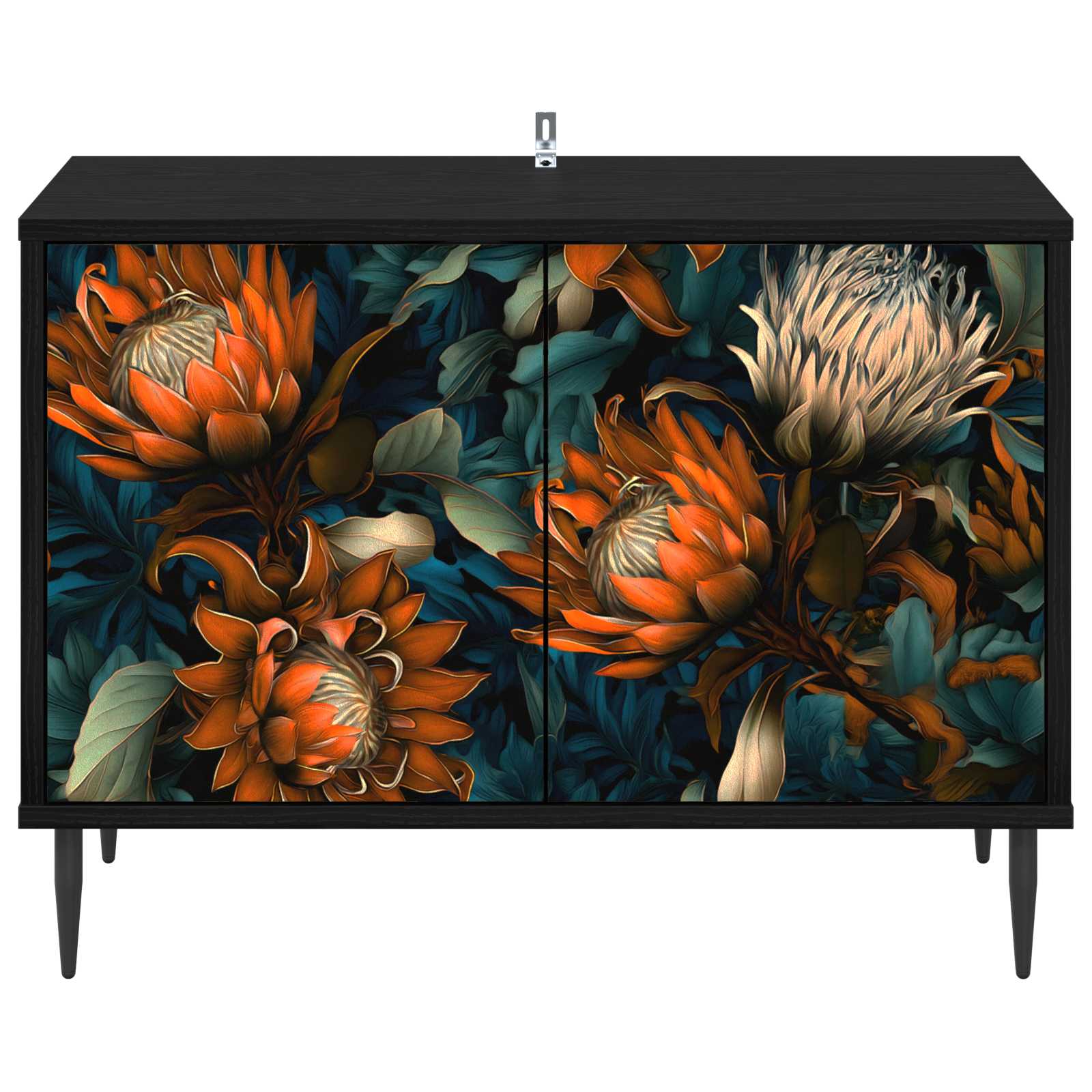 Tv-meubel LOCHEM 69 x 33 x 50,5 cm Zwart eiken Bewerkt hout