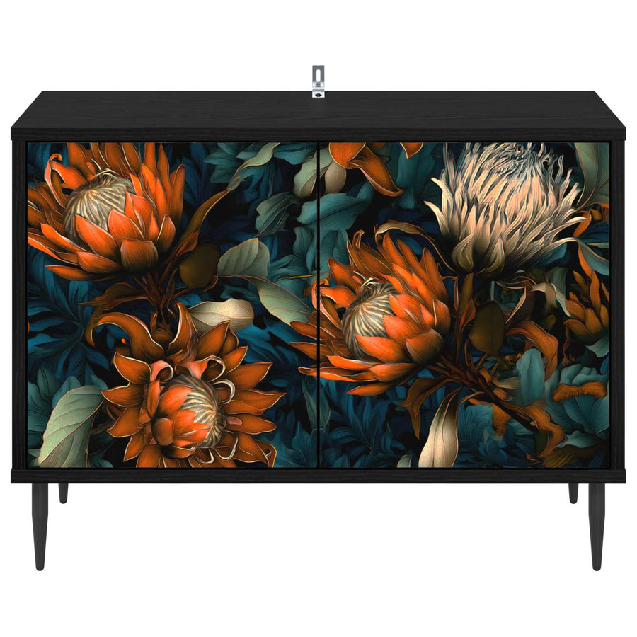 Tv-meubel LOCHEM 69 x 33 x 50,5 cm Zwart eiken Bewerkt hout