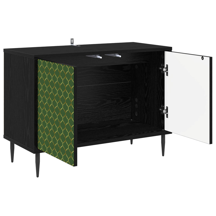 Tv-meubel GELEEN 69 x 33 x 50,5 cm Zwart eiken Bewerkt hout