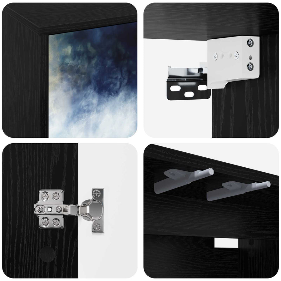 Tv-meubel RAALTE 69 x 33 x 50,5 cm Zwart eiken Bewerkt hout
