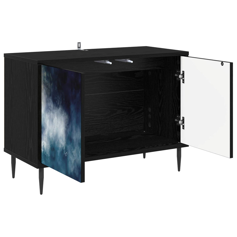 Tv-meubel RAALTE 69 x 33 x 50,5 cm Zwart eiken Bewerkt hout
