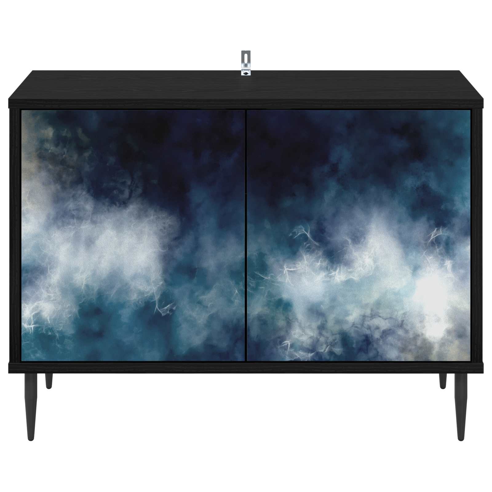 Tv-meubel RAALTE 69 x 33 x 50,5 cm Zwart eiken Bewerkt hout
