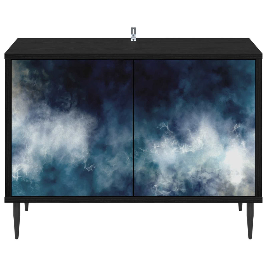 Tv-meubel RAALTE 69 x 33 x 50,5 cm Zwart eiken Bewerkt hout