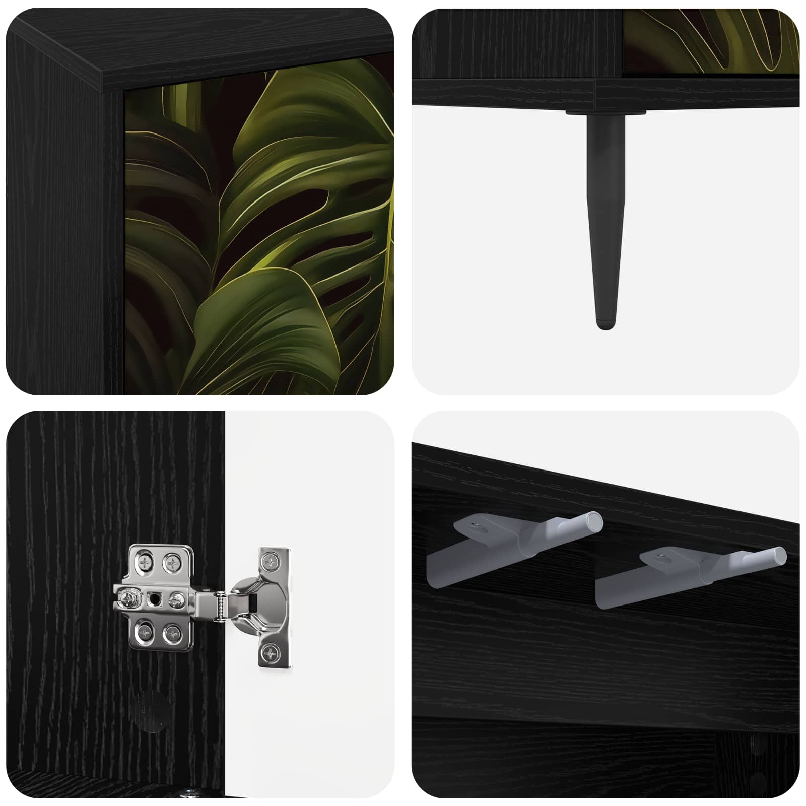 Tv-meubel ELBURG 69 x 33 x 50,5 cm Zwart eiken Bewerkt hout