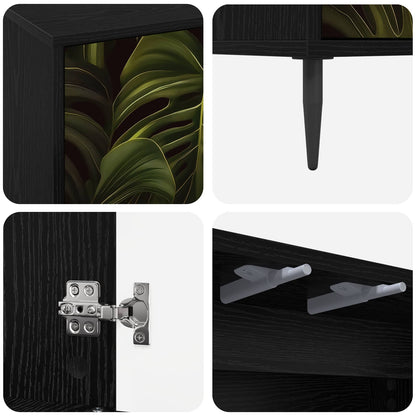 Tv-meubel ELBURG 69 x 33 x 50,5 cm Zwart eiken Bewerkt hout