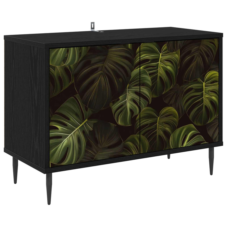 Tv-meubel ELBURG 69 x 33 x 50,5 cm Zwart eiken Bewerkt hout