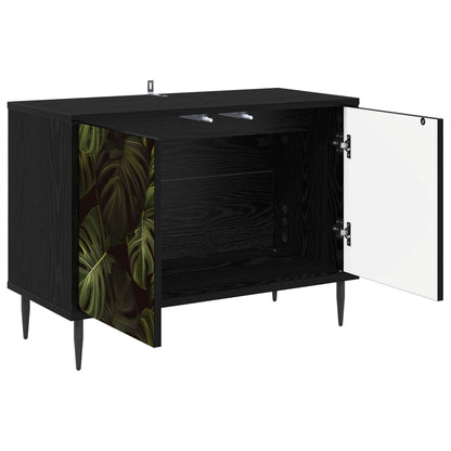 Tv-meubel ELBURG 69 x 33 x 50,5 cm Zwart eiken Bewerkt hout