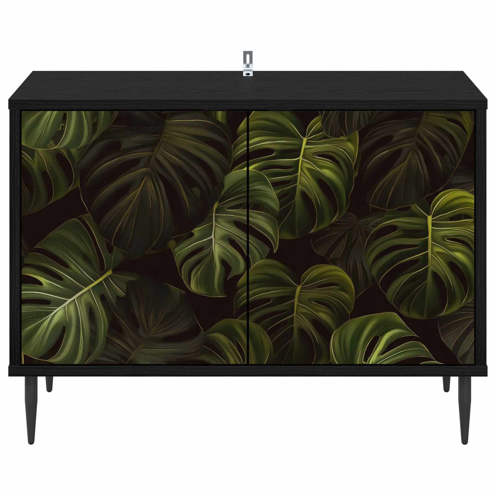 Tv-meubel ELBURG 69 x 33 x 50,5 cm Zwart eiken Bewerkt hout