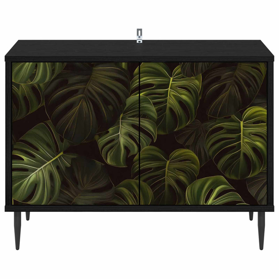 Tv-meubel ELBURG 69 x 33 x 50,5 cm Zwart eiken Bewerkt hout