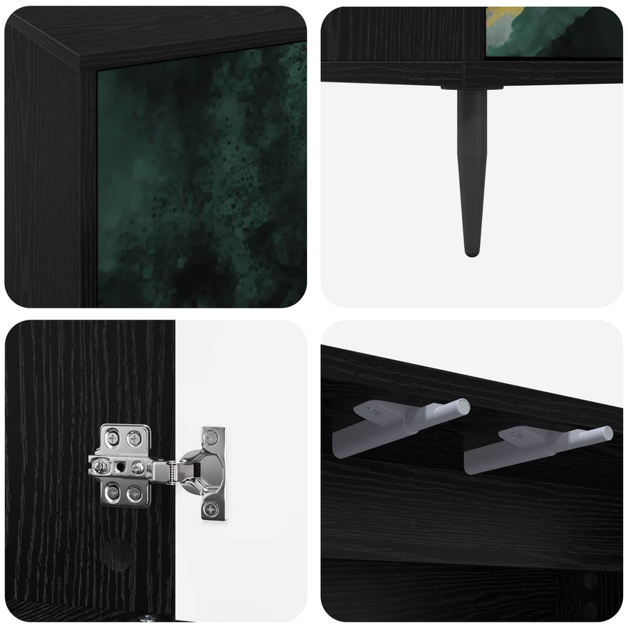 Tv-meubel WIJHE 69 x 33 x 50,5 cm Zwart eiken Bewerkt hout
