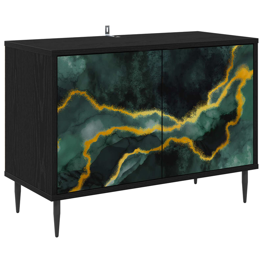 Tv-meubel WIJHE 69 x 33 x 50,5 cm Zwart eiken Bewerkt hout