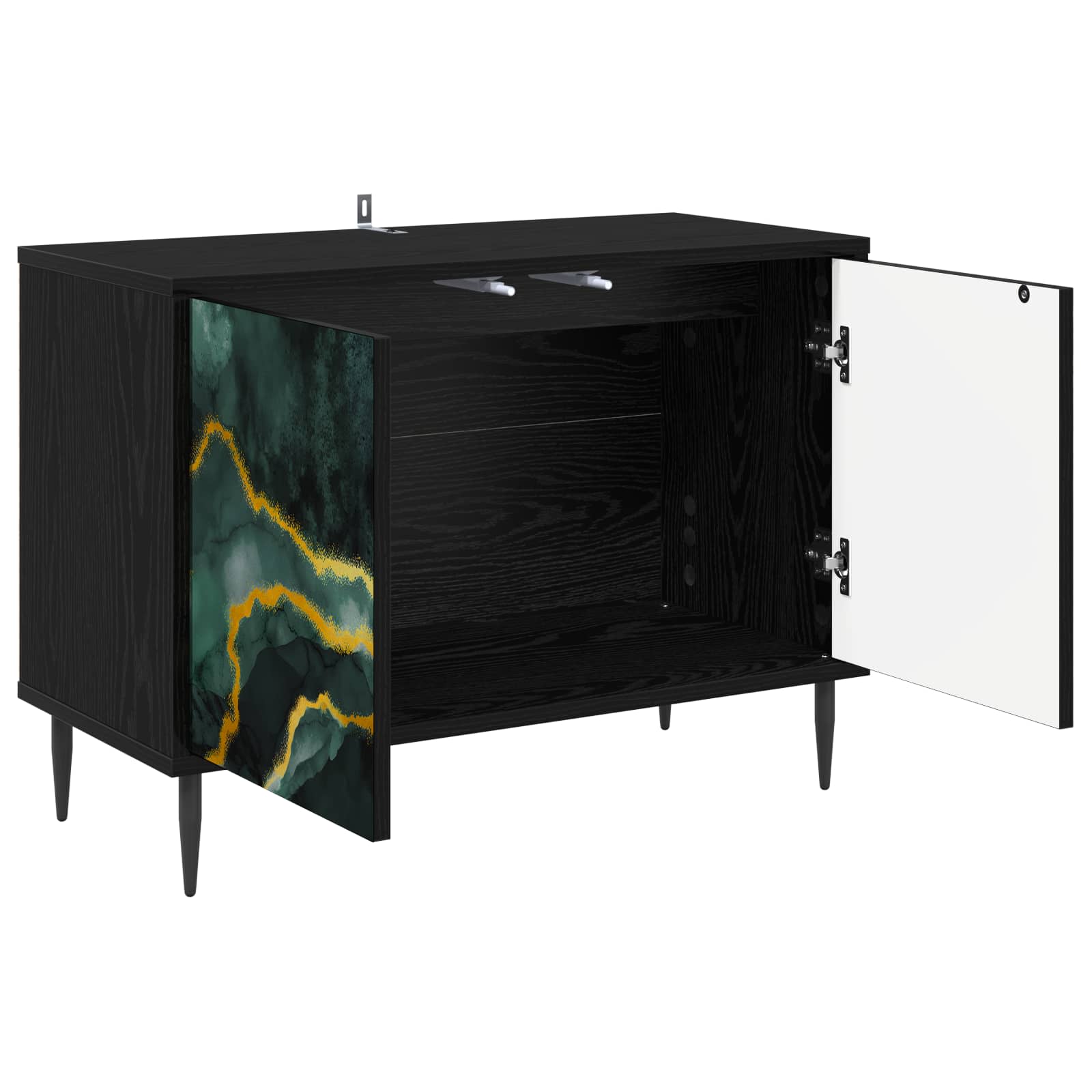 Tv-meubel WIJHE 69 x 33 x 50,5 cm Zwart eiken Bewerkt hout