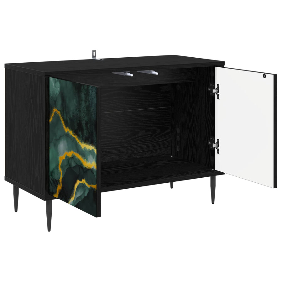 Tv-meubel WIJHE 69 x 33 x 50,5 cm Zwart eiken Bewerkt hout