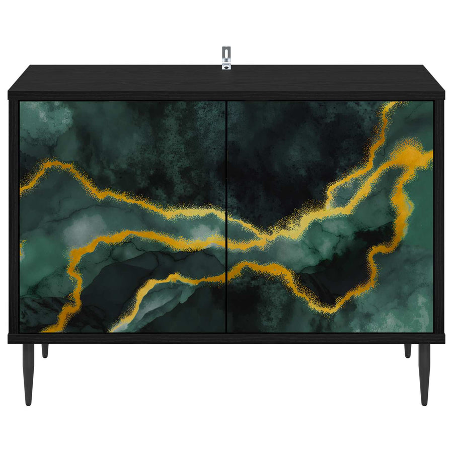 Tv-meubel WIJHE 69 x 33 x 50,5 cm Zwart eiken Bewerkt hout