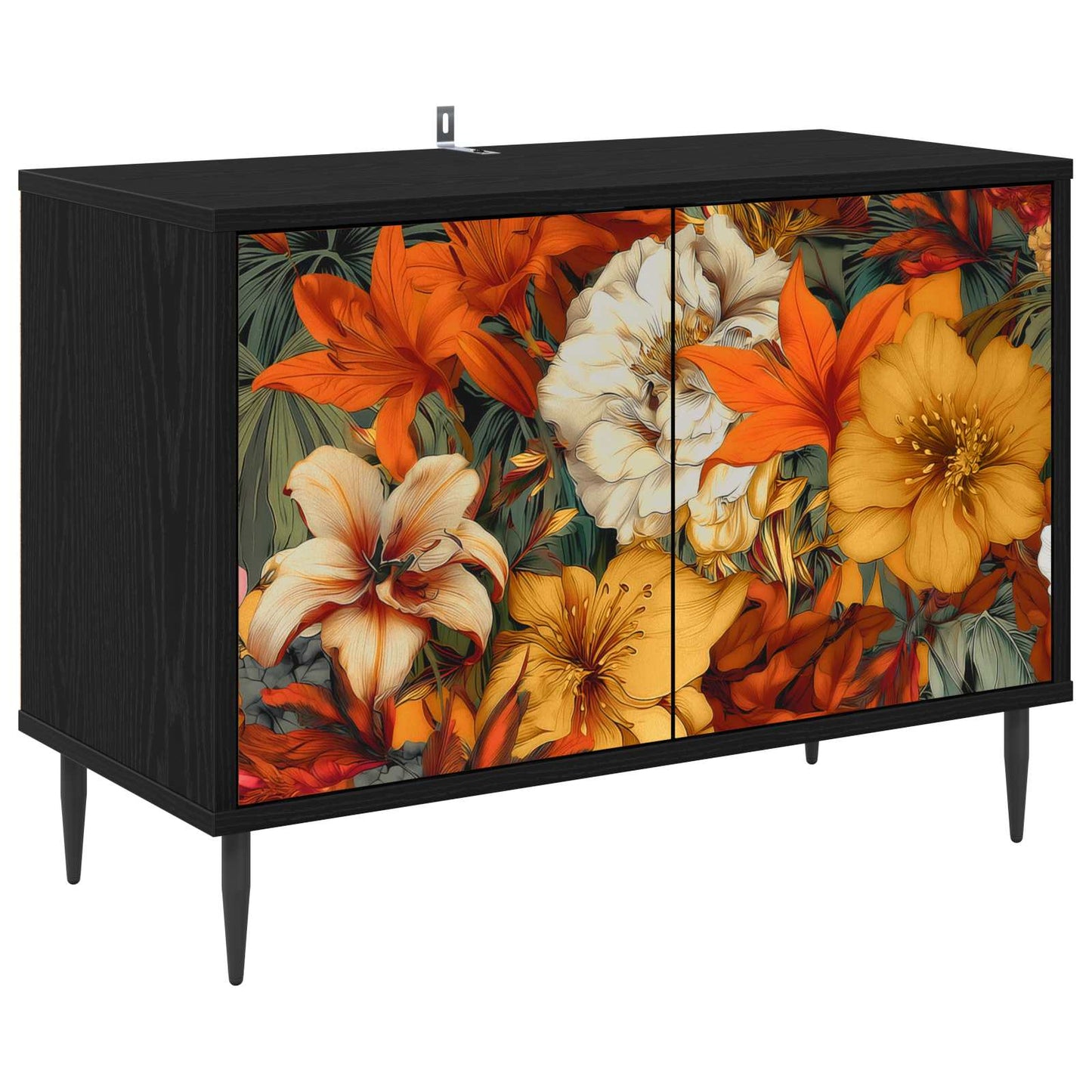 Tv-meubel GENNEP 69 x 33 x 50,5 cm Zwart eiken Bewerkt hout