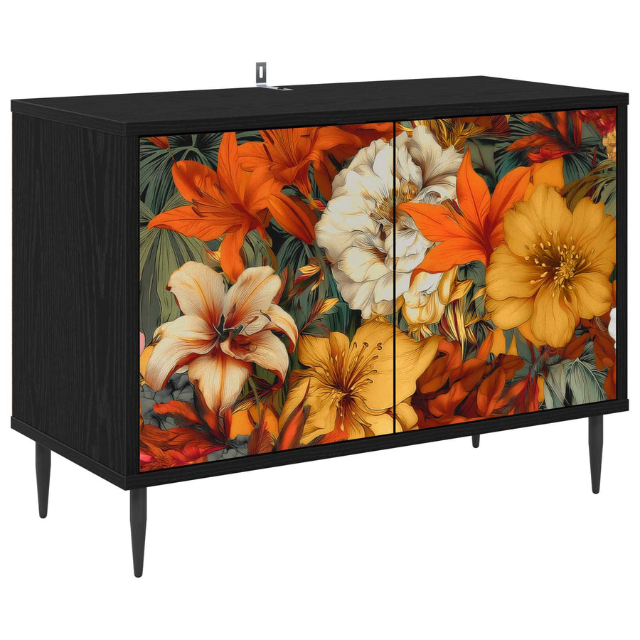 Tv-meubel GENNEP 69 x 33 x 50,5 cm Zwart eiken Bewerkt hout