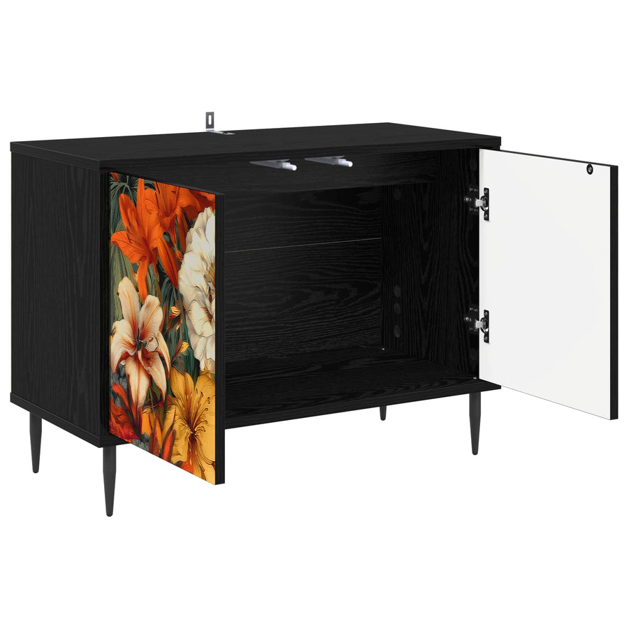 Tv-meubel GENNEP 69 x 33 x 50,5 cm Zwart eiken Bewerkt hout