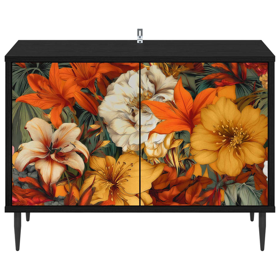 Tv-meubel GENNEP 69 x 33 x 50,5 cm Zwart eiken Bewerkt hout