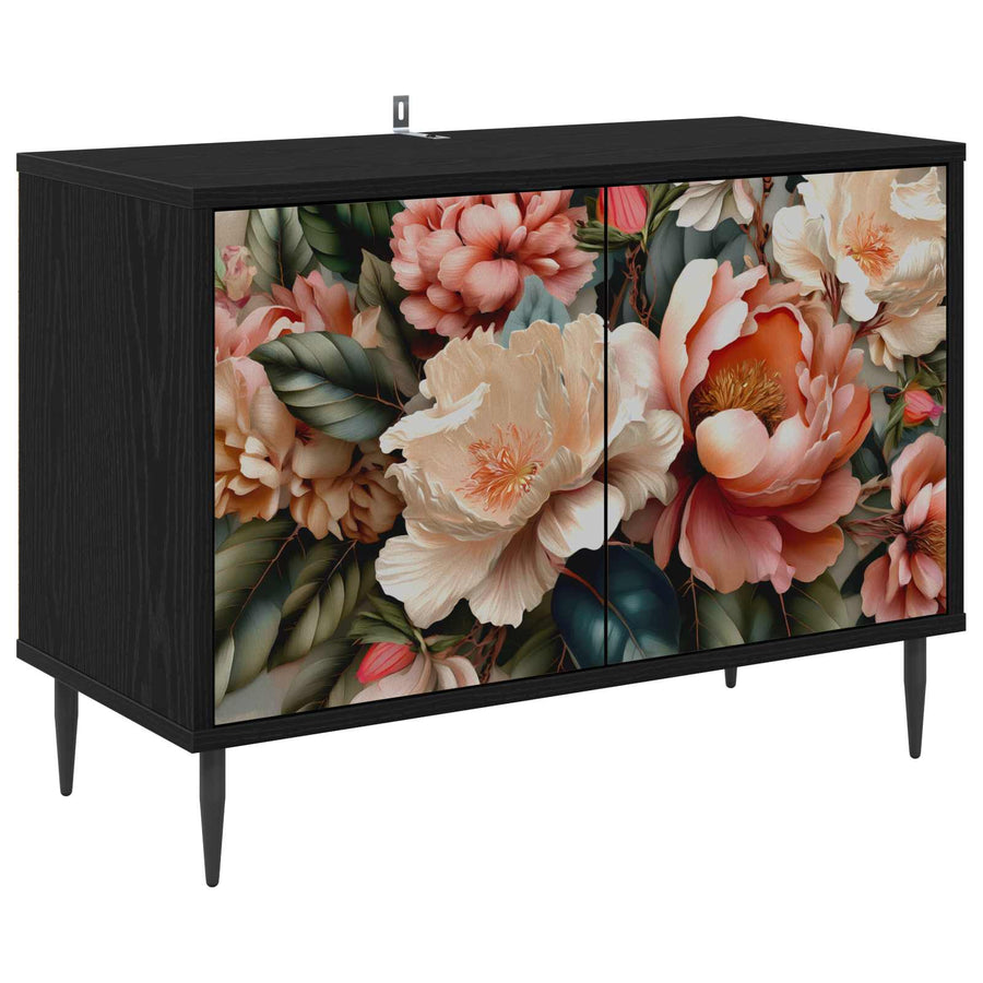 Tv-meubel BORNE 69 x 33 x 50,5 cm Zwart eiken Bewerkt hout