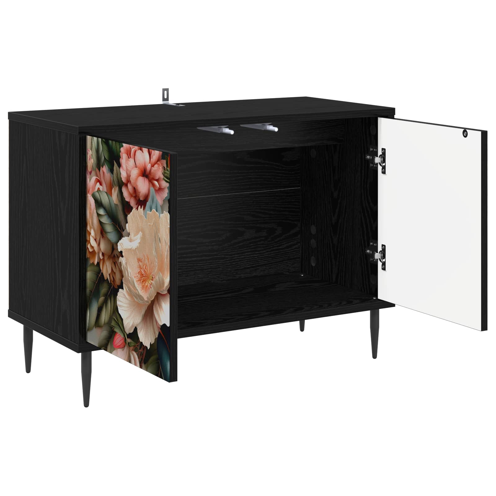 Tv-meubel BORNE 69 x 33 x 50,5 cm Zwart eiken Bewerkt hout