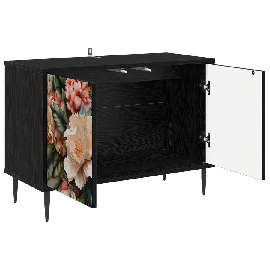 Tv-meubel BORNE 69 x 33 x 50,5 cm Zwart eiken Bewerkt hout