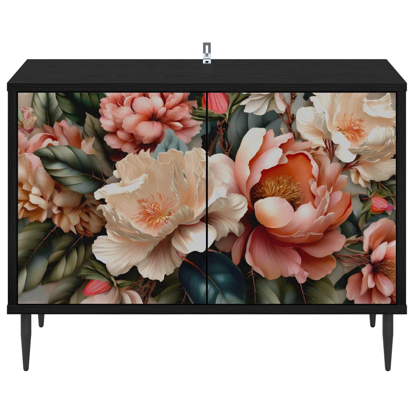 Tv-meubel BORNE 69 x 33 x 50,5 cm Zwart eiken Bewerkt hout