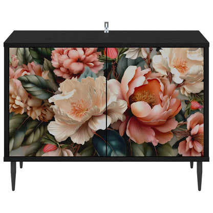 Tv-meubel BORNE 69 x 33 x 50,5 cm Zwart eiken Bewerkt hout