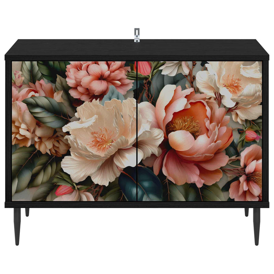 Tv-meubel BORNE 69 x 33 x 50,5 cm Zwart eiken Bewerkt hout