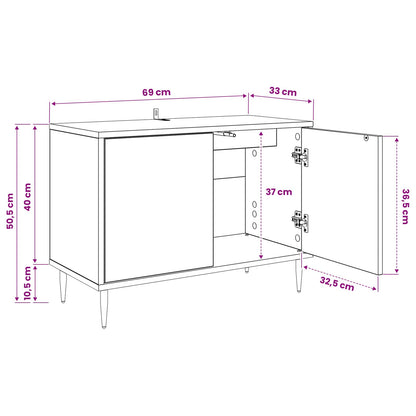 Tv-meubel DOKKUM 69 x 33 x 50,5 cm Zwart eiken Bewerkt hout