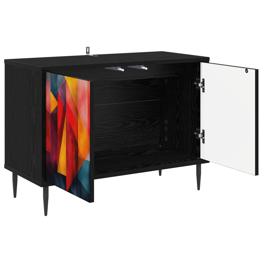 Tv-meubel HEESCH 69 x 33 x 50,5 cm Zwart eiken Bewerkt hout
