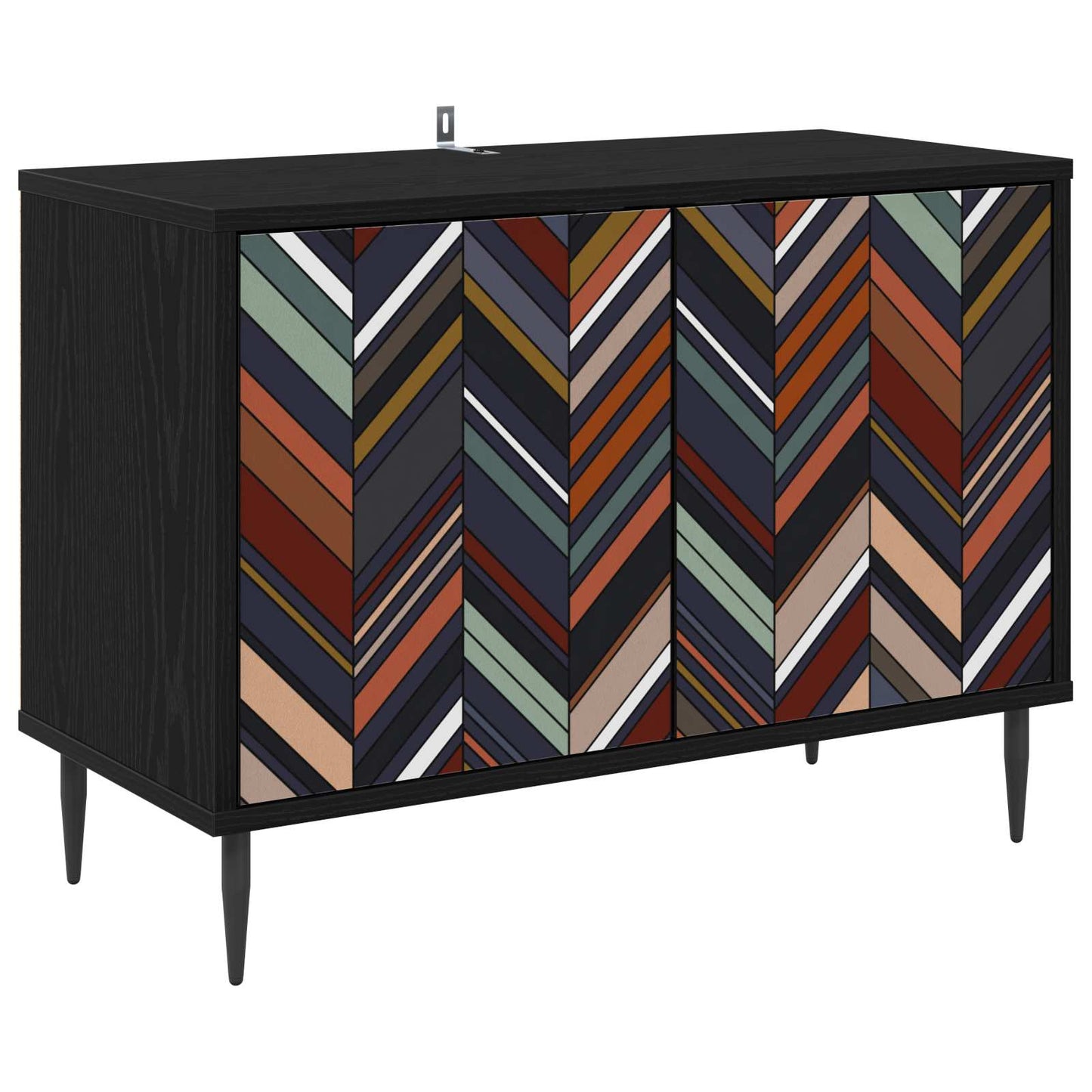 Tv-meubel OMMEN 69 x 33 x 50,5 cm Zwart eiken Bewerkt hout