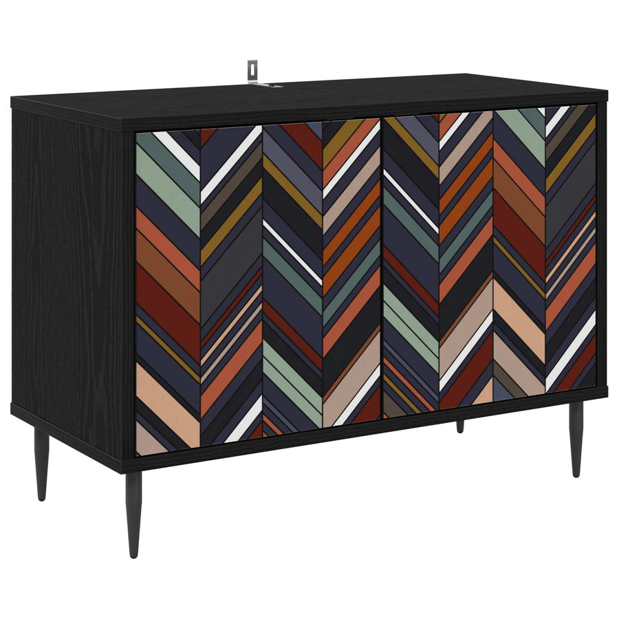 Tv-meubel OMMEN 69 x 33 x 50,5 cm Zwart eiken Bewerkt hout