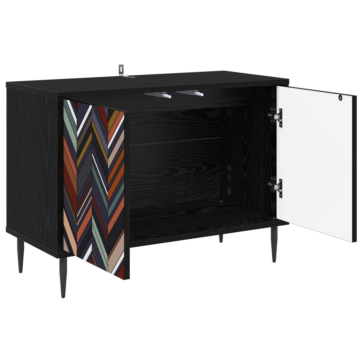 Tv-meubel OMMEN 69 x 33 x 50,5 cm Zwart eiken Bewerkt hout