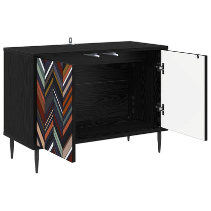 Tv-meubel OMMEN 69 x 33 x 50,5 cm Zwart eiken Bewerkt hout