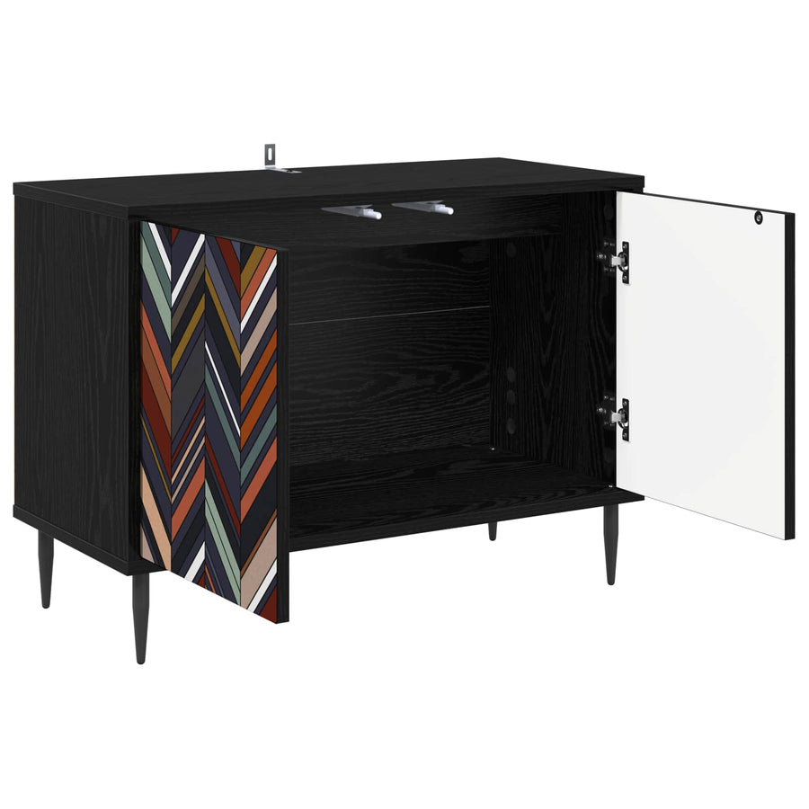 Tv-meubel OMMEN 69 x 33 x 50,5 cm Zwart eiken Bewerkt hout