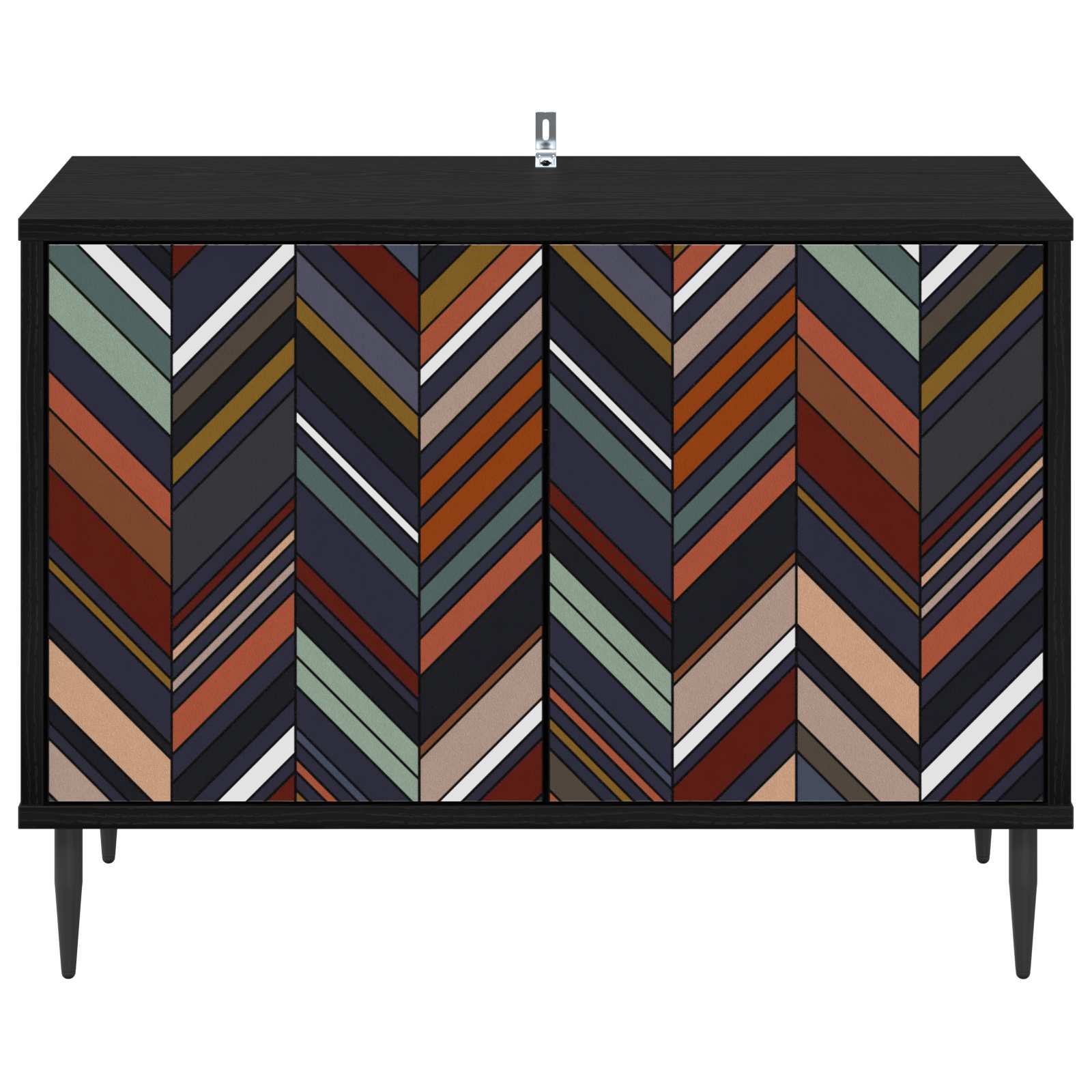 Tv-meubel OMMEN 69 x 33 x 50,5 cm Zwart eiken Bewerkt hout
