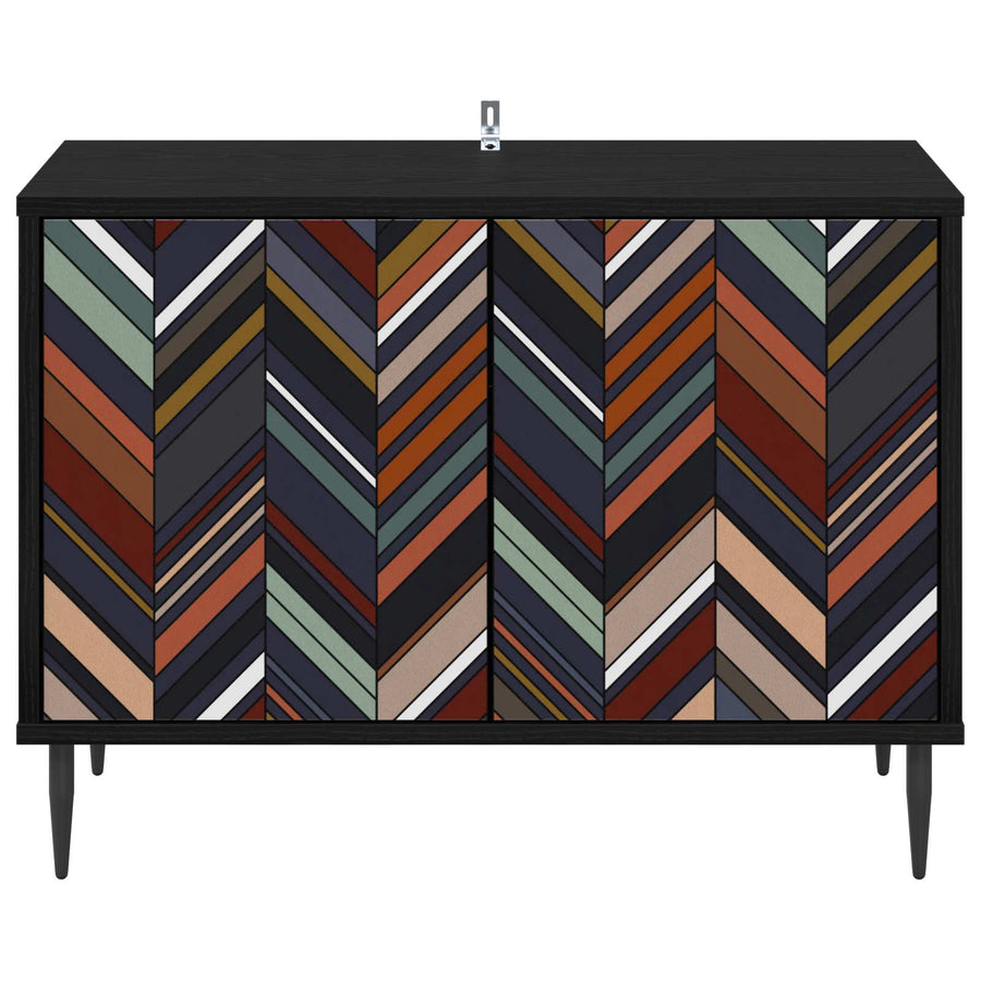 Tv-meubel OMMEN 69 x 33 x 50,5 cm Zwart eiken Bewerkt hout